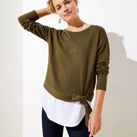 NWT LOFT TIE HEM SWEATSHIRT - Picture 1 of 3